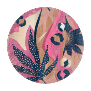 Modern Leopard Skin, Exotic Floral. Cutting Board