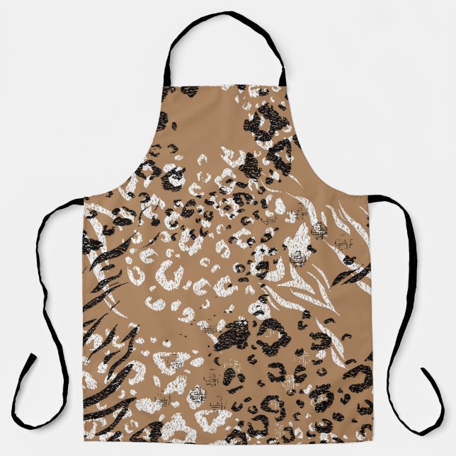 Modern leopard: wild nature pattern. apron (Front)