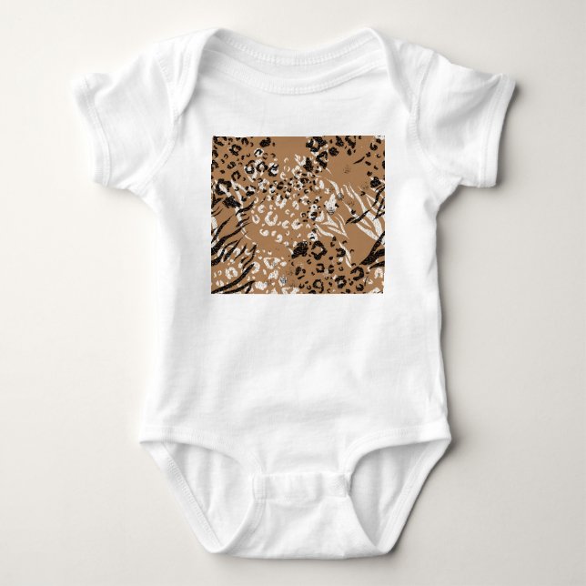Modern leopard: wild nature pattern. baby bodysuit (Front)