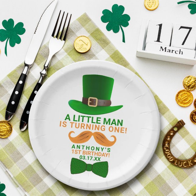 Modern Leprechaun St. Patrick's Any Age Birthday Paper Plate (Creator Uploaded)