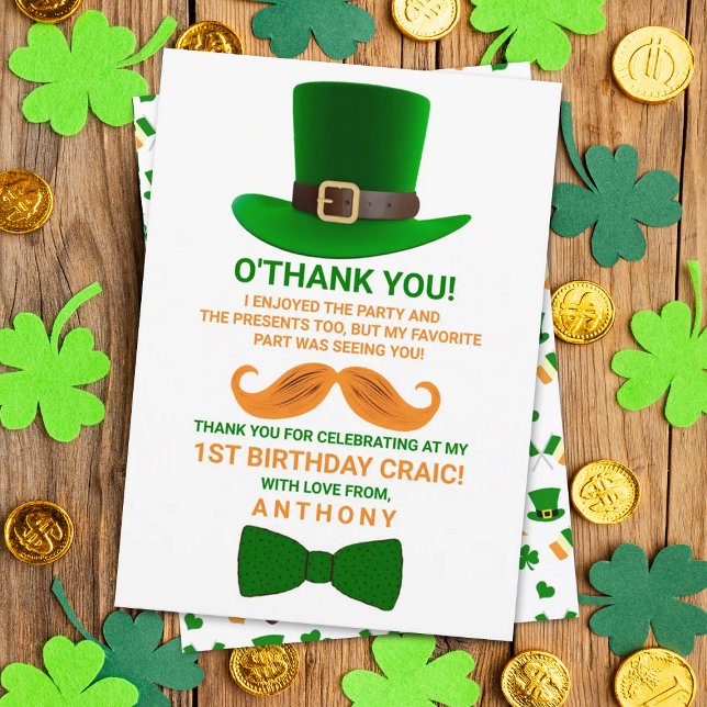 Modern Leprechaun St. Patrick's Any Age Birthday Thank You Card (Creator Uploaded)