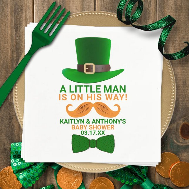 Modern Leprechaun St. Patrick's Day Baby Shower Napkin (Creator Uploaded)