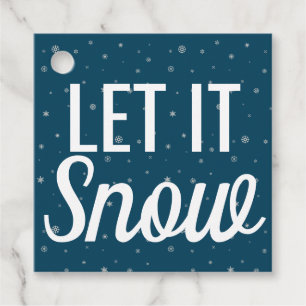 Modern let it snow blue with snowflakes favour tags