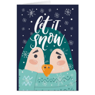 Modern "Let it Snow" Penguin Christmas Greeting