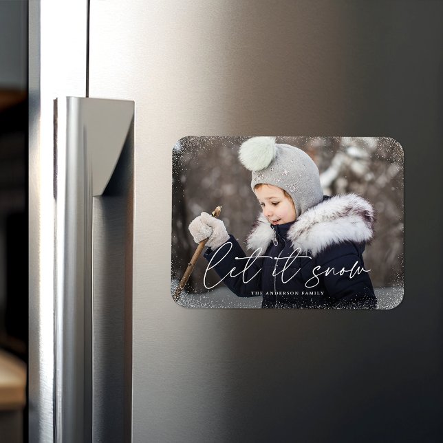 Modern Let it Snow Script Photo Magnet (Creator Uploaded)