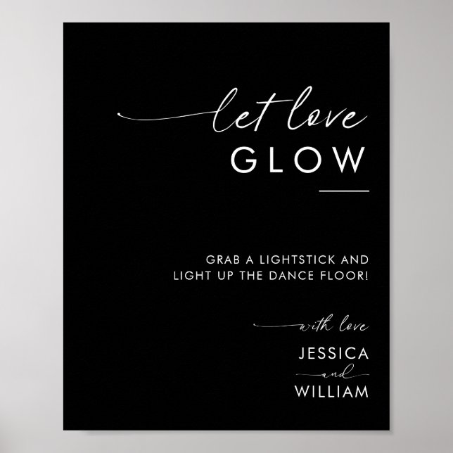 Modern Let Love Glow Wedding Glow Stick Sign (Front)