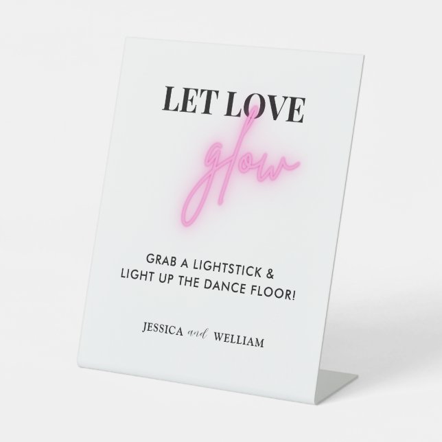 Modern Let Love Glow Wedding Glow Stick Sign (Front)