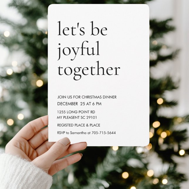 Modern Let’s Be Joyful Together Christmas Dinner Invitation (Creator Uploaded)