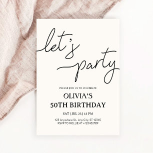 Modern Let’s Party 50th Birthday Invitation