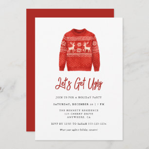 Modern Lets Get Ugly Christmas Ugly Sweater Party Invitation