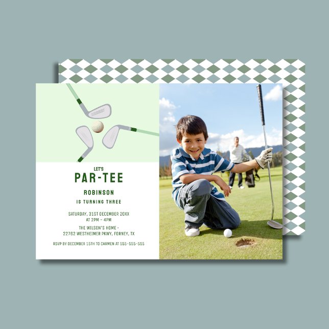 Modern Let's Par-tee golf birthday photo Invitation (Creator Uploaded)