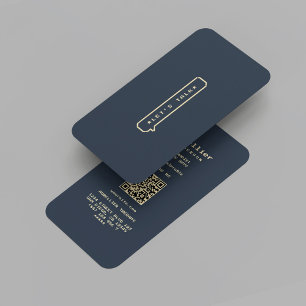 Modern Let's Talk Psychiatrist Therapist Dark Blue Business Card