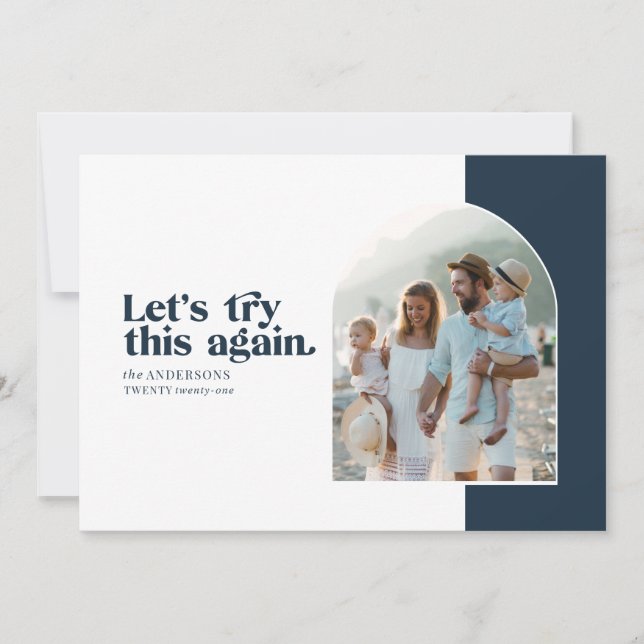 Modern lets try this again modern Christmas Holiday Card (Front)