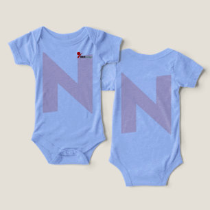 Modern Letter N Initial Monogram Baby Bodysuit