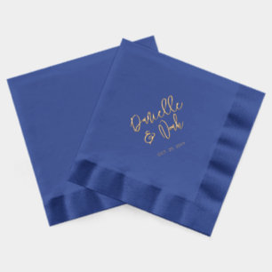 Modern Lettering Couples Name Custom Wedding Foil Napkins