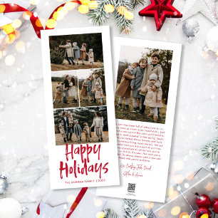 Modern Lettering Five Slim Photo Happy Holiday Card