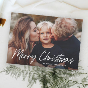 Modern Lettering Merry Christmas 2 Photo Holiday Card