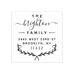 Modern Lettering Stylish Family Return Address Rubber Stamp