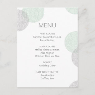 Modern Letterpress Style Circle Wedding Menu Card