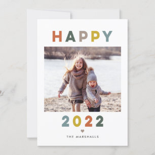 Modern Letters Happy New Year 2022 Photo Card