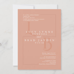 Modern letters wedding invitation Terracotta