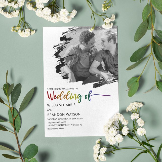 Modern LGBT Photo Wedding Invitation (Creator Uploaded)