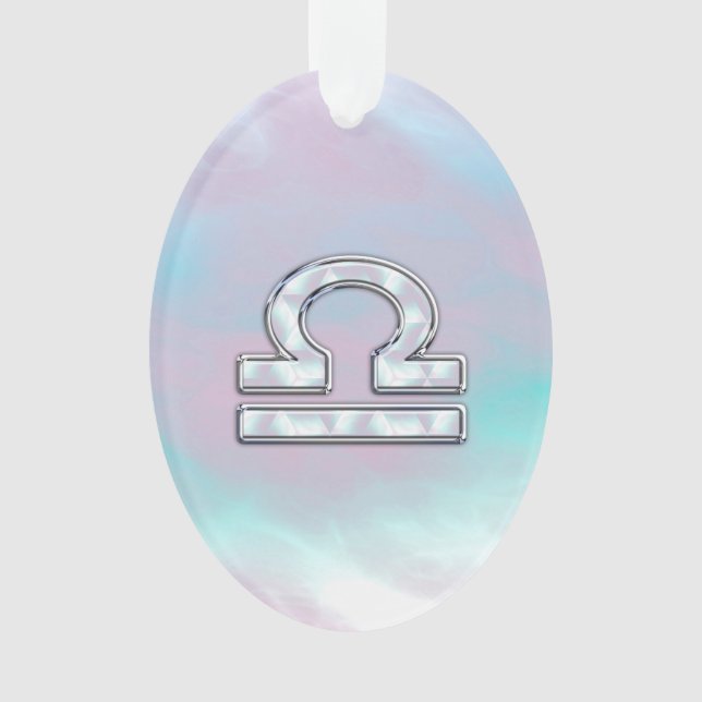 Modern Libra Zodiac Sign Mother of Pearl Style Ornament (Front)