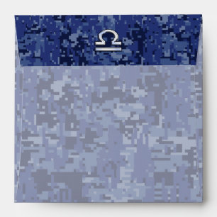 Modern Libra Zodiac Sign on blue digital camo Envelope
