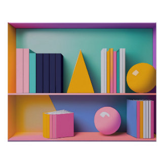 Modern Library Books Design Contemporary Art Poster