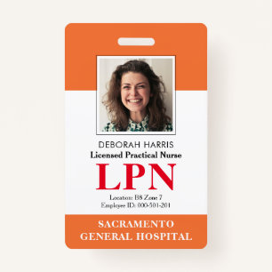 Modern Licensed Practical Nurse Photo ID ID Badge