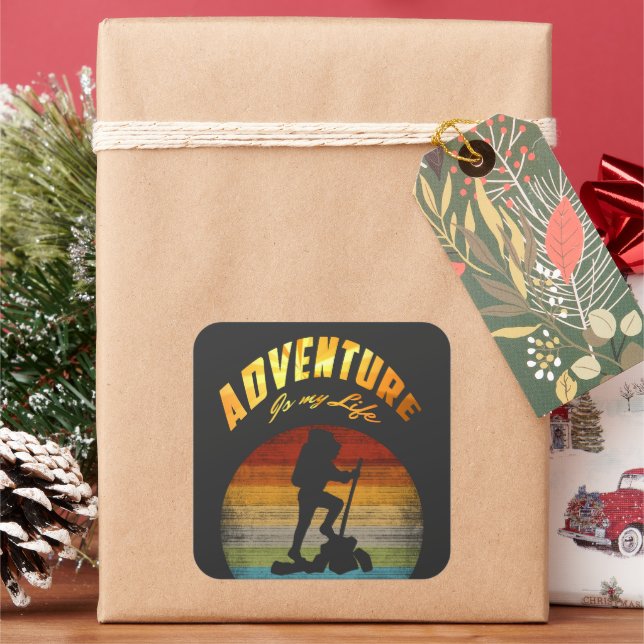 Modern Life Adventure  Square Sticker (Holiday)