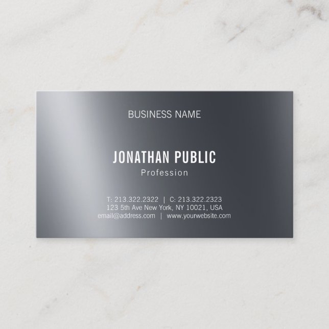Modern Light And Shadow Black Elegant Plain Top Business Card (Front)