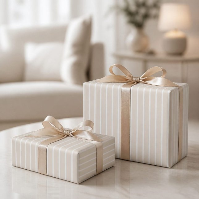  Modern Light Beige Striped Wrapping Paper Roll (Creator Uploaded)