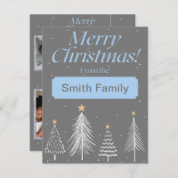 Modern Light Blue and Dark Grey Merry Christmas