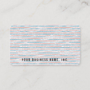 Modern Light Blue and Red Striped Pattern Business Card