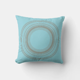 Modern Light Blue and Taupe Psychedelic Topographi Cushion
