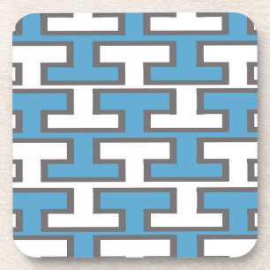 Modern Light Blue and White Bricks Coaster