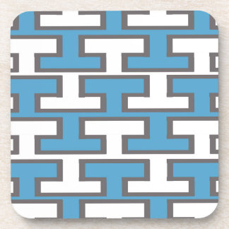 Modern Light Blue and White Bricks Coaster