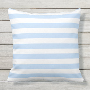 Modern light blue and white stripes pattern outdoor cushion