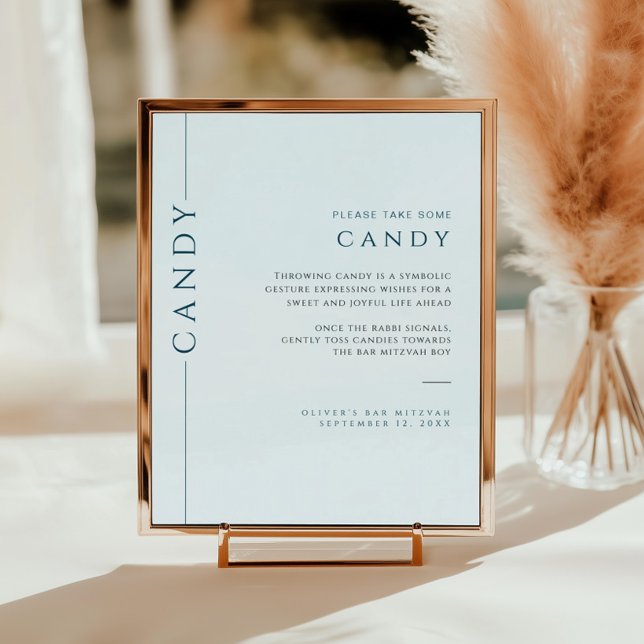 Modern Light Blue Bar Mitzvah Candy Sign (Creator Uploaded)