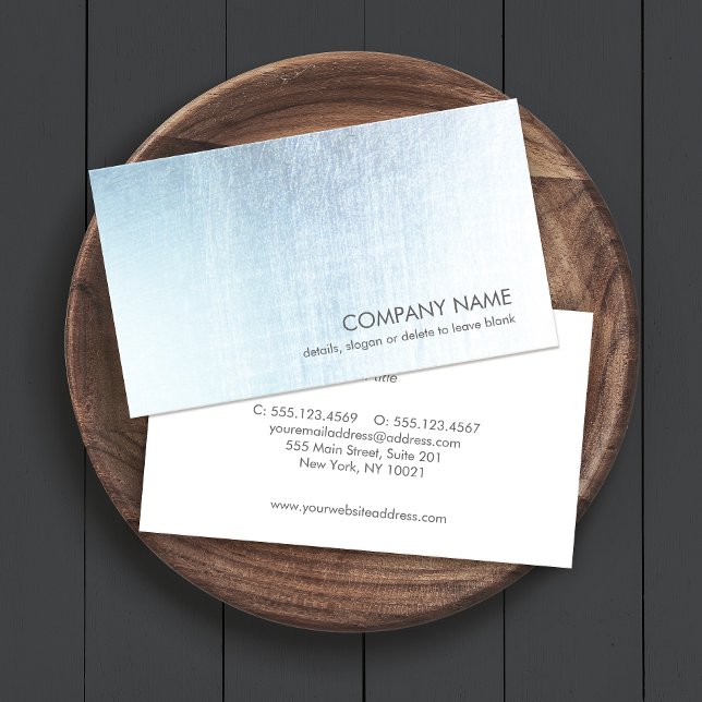Modern Light Blue Brushed Metal Look Business Card (Creator Uploaded)
