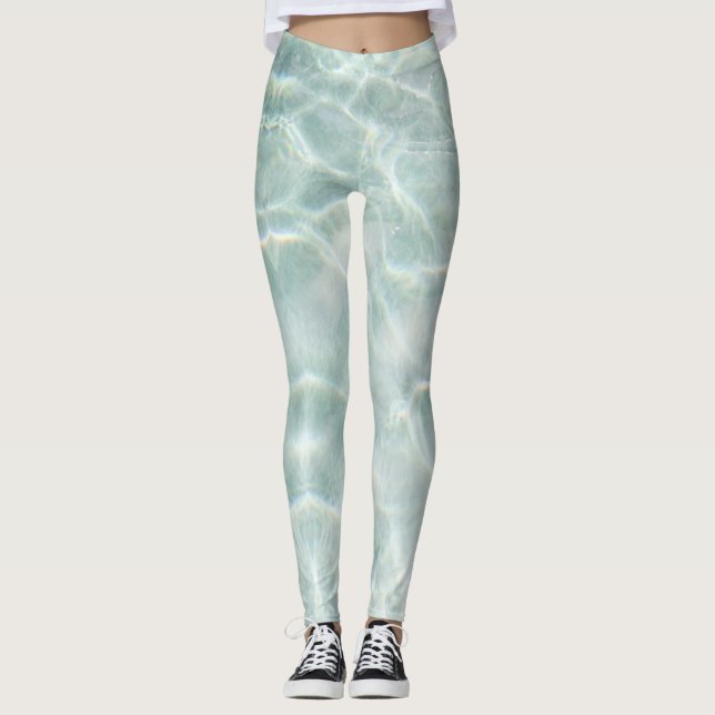 Modern Light Blue Calm Ocean Leggings (Front)