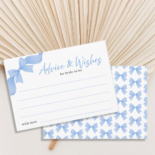 Modern Light Blue Coquette Bow Advice and Wishes Enclosure Card