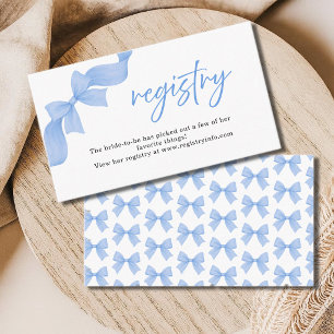 Modern Light Blue Coquette Bow Registry  Enclosure Card