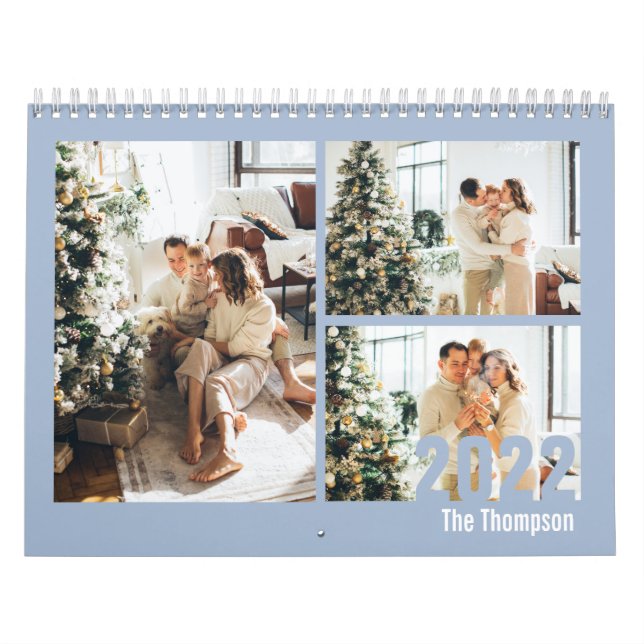 Modern Light Blue Custom Create your own Photo Calendar (Cover)