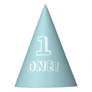 Modern light blue custom number age year birthday  party hat