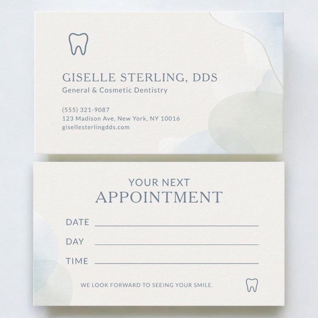 Modern Light Blue Dentist Office Appointment Business Card (Creator Uploaded)