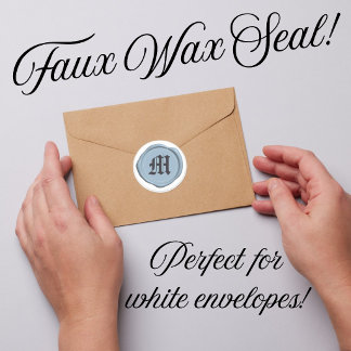 Modern Light Blue Faux Wax Seal Envelope Stickers