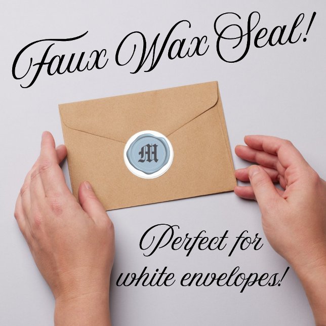 Modern Light Blue Faux Wax Seal Envelope Stickers (Perfect for all occasions where a formal seal is exactly the sophisticated touch you need!)