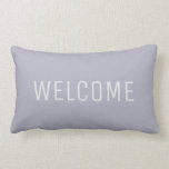 Modern Light blue Grey summer Welcome Lumbar Cushion<br><div class="desc">Modern light lblue Grey Summer Welcome pillow.
You can easily change the text.</div>